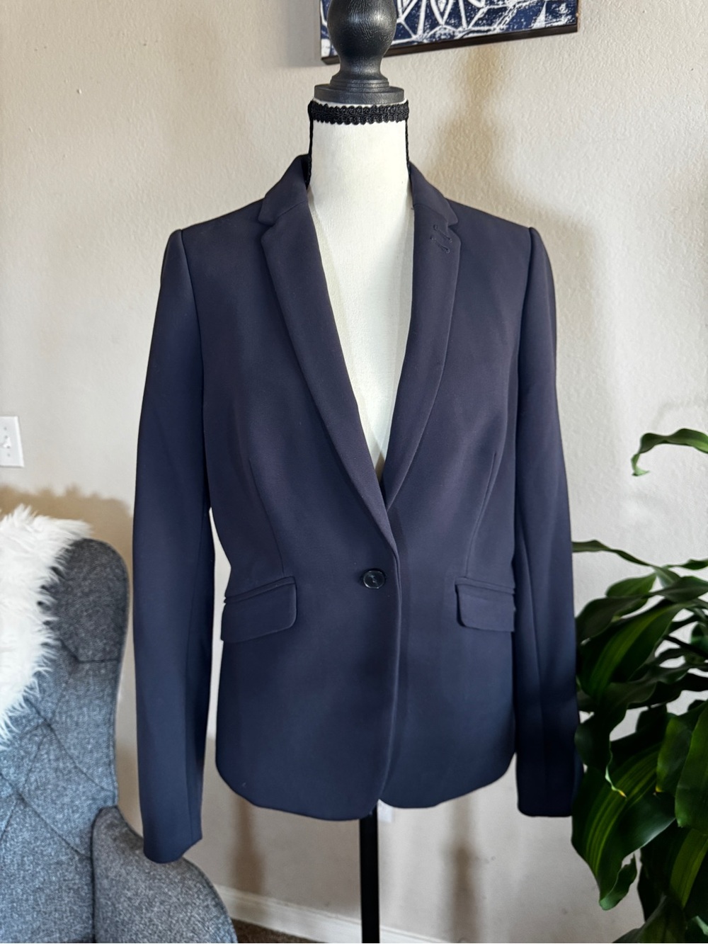 The Limited Navy Single-Button Blazer